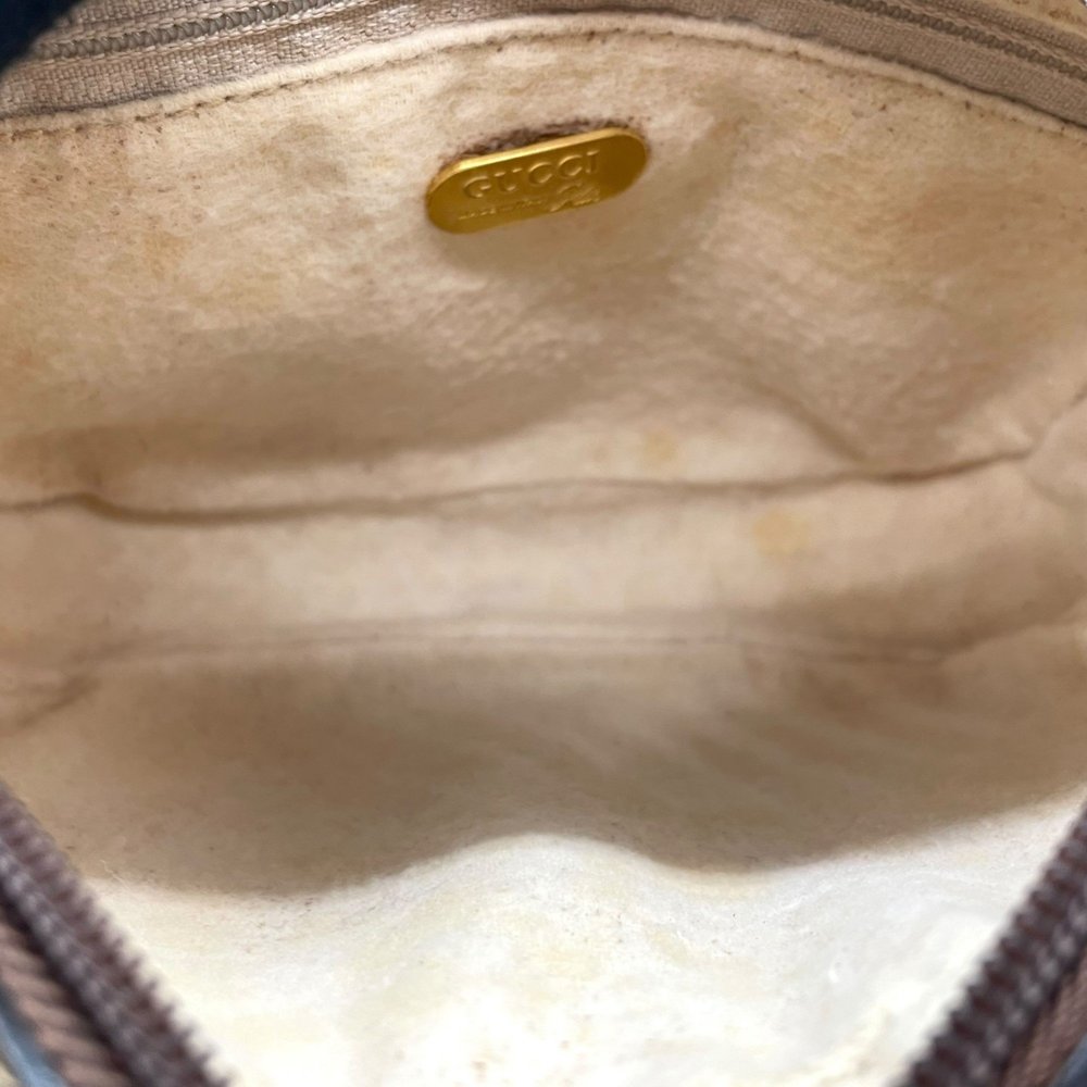 GUCCI Old Gucci GG Plus Shoulder Bag Leather Grey Brown Gold Hardware Logo Cr... - Picture 14 of 16